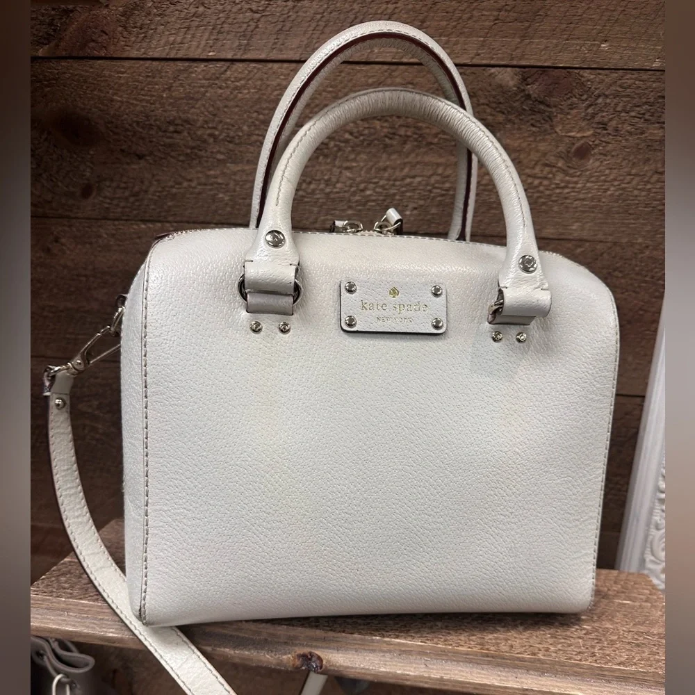Kate Spade New York Leather Satchel Crossbody – Cream